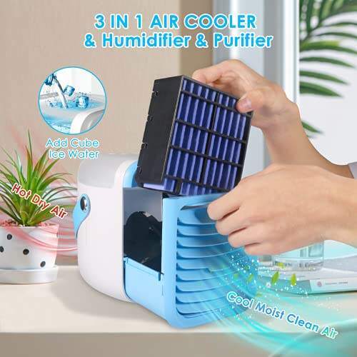 Portable Air Cooler, Mini3 Fan Speed, Desktop Cooling Fan for Room, Home, Office, Dorm Sterilizer, Humidifier & Purifier