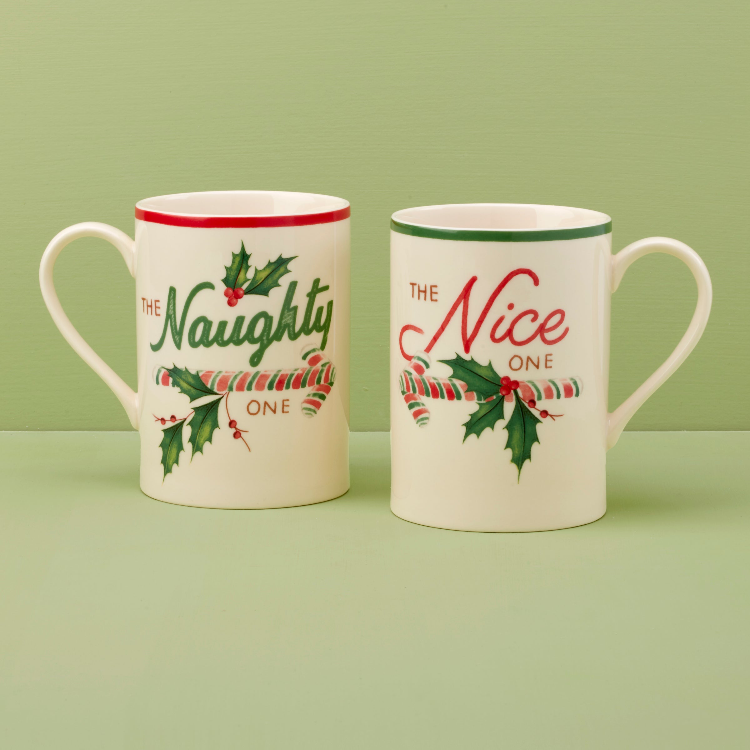 Holiday Naughty & Nice Mugs, Set of 2