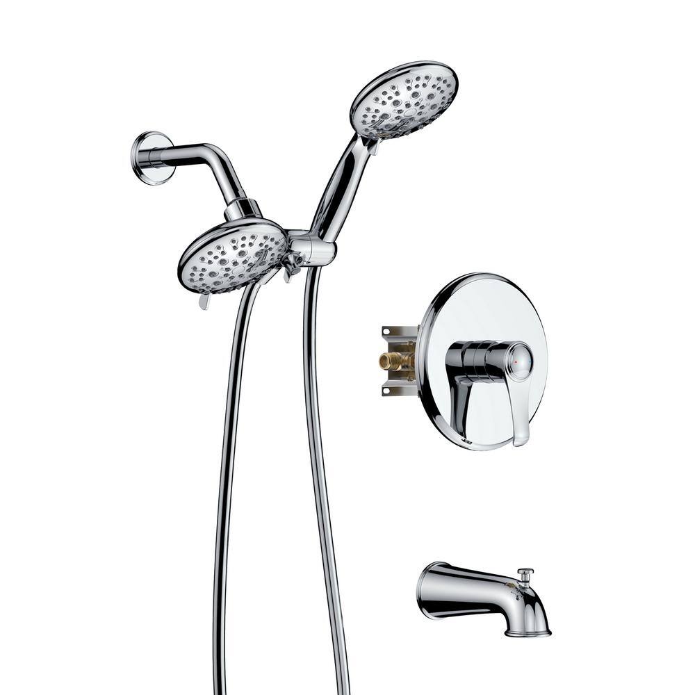 Maincraft Single Handle 3-Spray Tub and Shower Faucet 1.8 GPM with 4 in. Shower Head in Chrome (Valve Included) D01-SS17