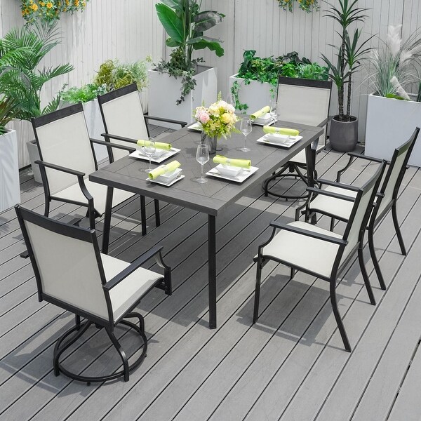 Outdoor 7Piece Iron Rattan Dining Set (You can choose one set or a single piece)