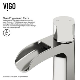 VIGO Paloma Single Handle Single-Hole Bathroom Faucet in Brushed Nickel VG01041BN