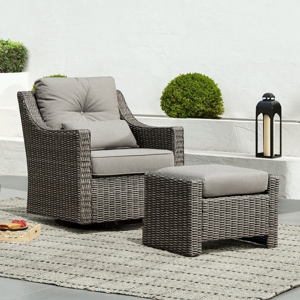 Murphy Outdoor Wicker Patio Furniture Swivel Glider Chair