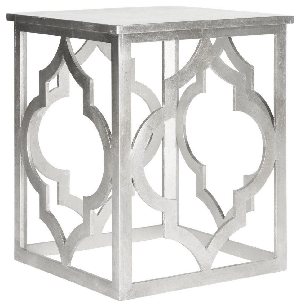 Corki Trellis Silver Leaf End Table   Mediterranean   Side Tables And End Tables   by Rustic Home Furniture Deco  Houzz