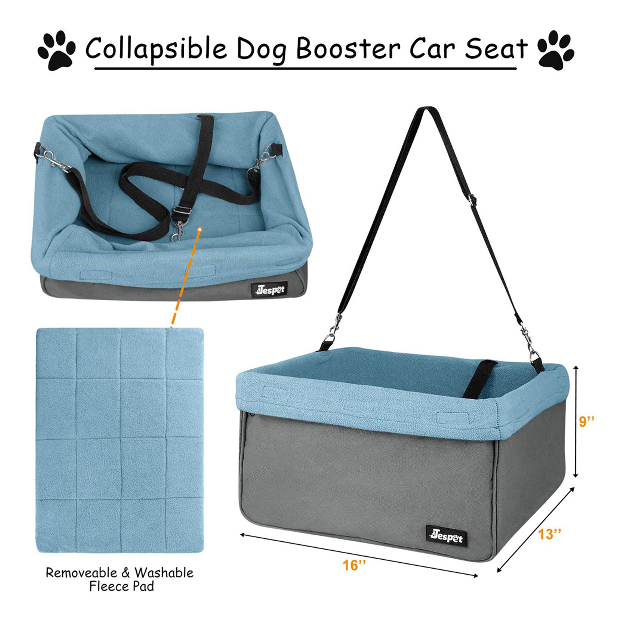 GOOPAWS Car Travel Dog Booster Seat， Elevated Pet Bed for Cars， Portable Pet Car Seat Travel Carrier with Seat Belt for 24lbs Pets