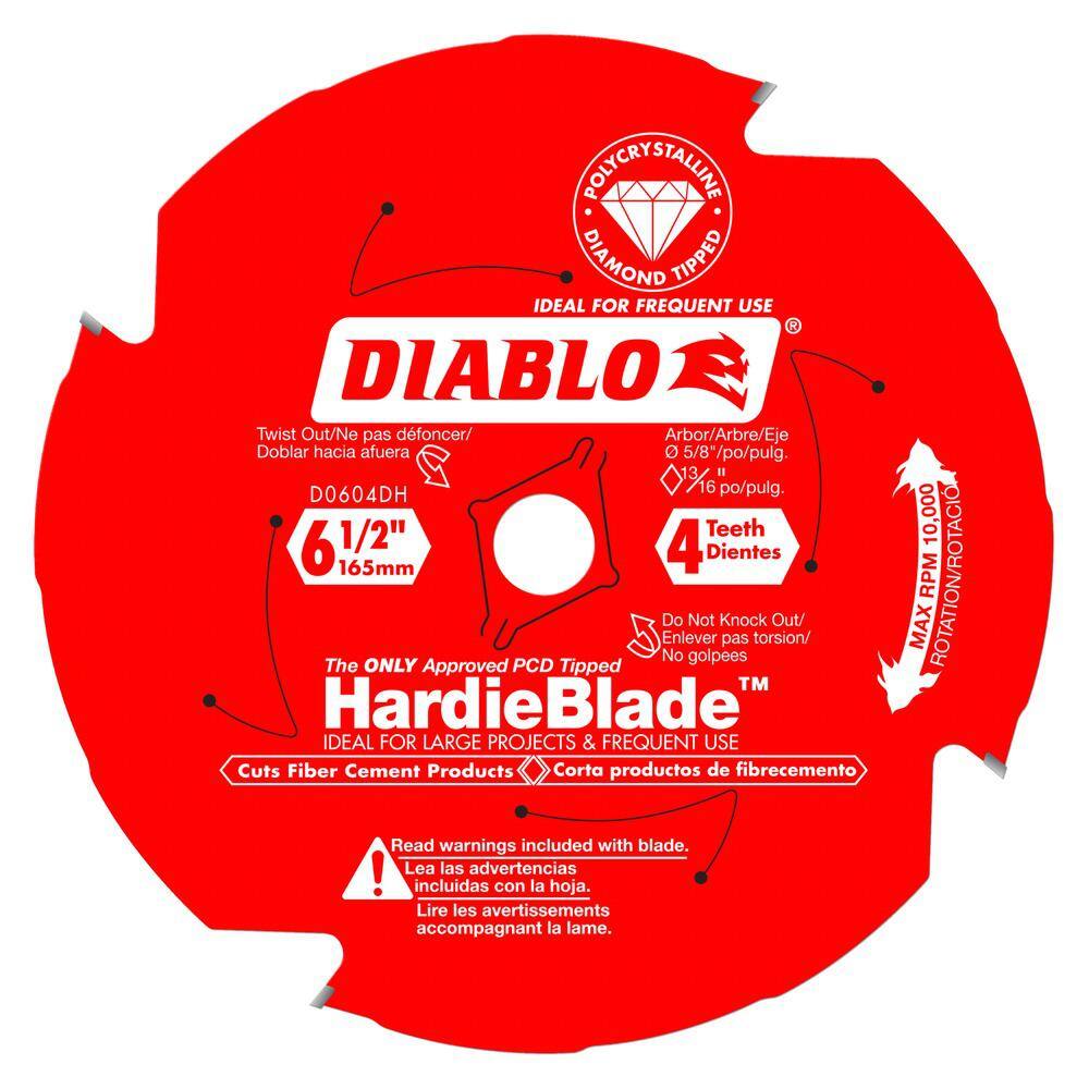 DIABLO HARDIEBlade 6-12 in. x 4-Tooth Polycrystalline Diamond (PCD) Tipped Fiber Cement Circular Saw Blade D0604DH