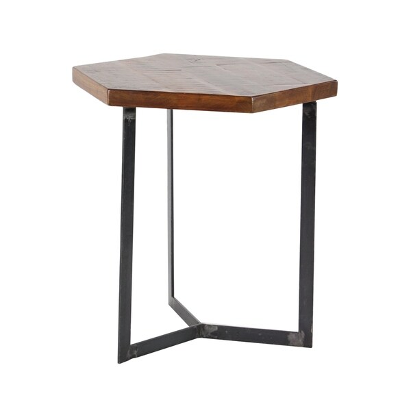 Brown Wood Industrial Accent Table (Set of 3)