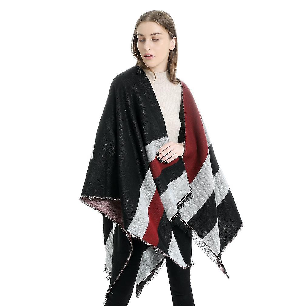 Winter Cape Open Front Poncho Warm Cardigant With Tassel For Lady