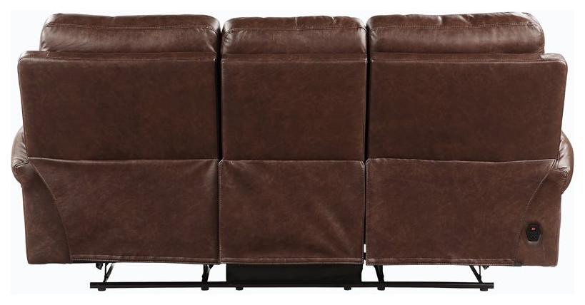 Pemberly Row Microfiber Upholstered Power Reclining Sofa in Brown   Transitional   Sofas   by Homesquare  Houzz