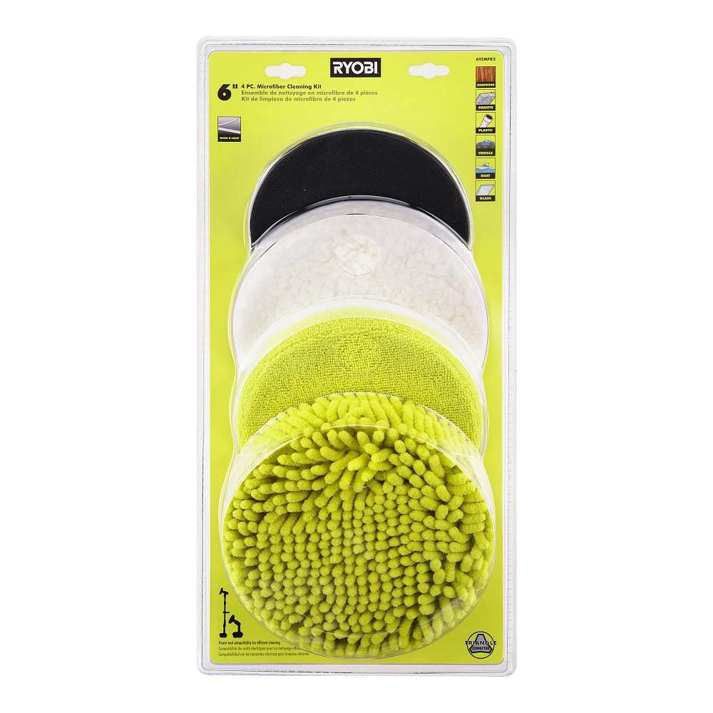 RYOBI 6 in. 4-Piece Microfiber Cleaning Kit for RYOBI P4500 and P4510 Scrubber Tools A95MFK2