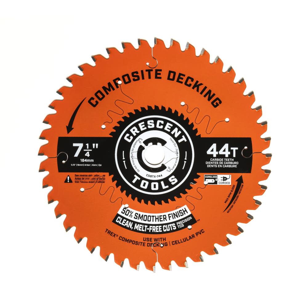 Crescent Circular Saw Blade Composite Decking 7 1/4 x 44T ;