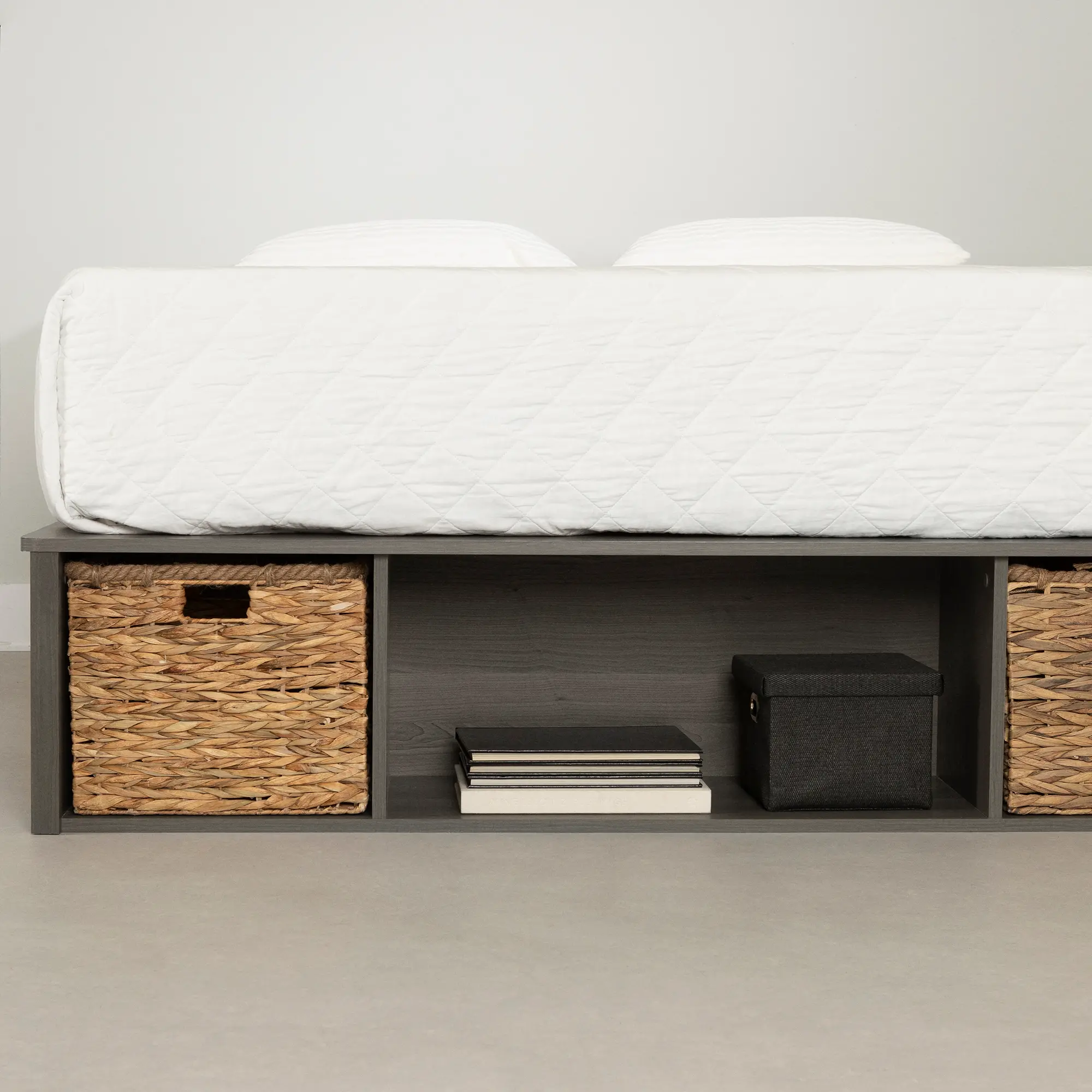 Prairie Gray Full Storage Bed with Baskets - South Shore