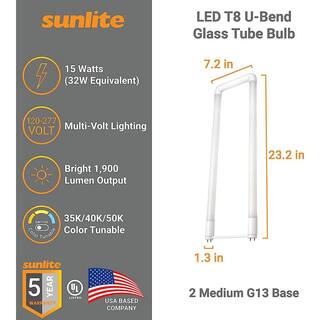 SUNSHINE LIGHTING 32-Watt Equivalent 23 in. T8 Linear Bulb Shape LED Dual End Hybrid Light Bulb CCT Tunable 3500K 4000K 5000K (12-Pack) HD87913