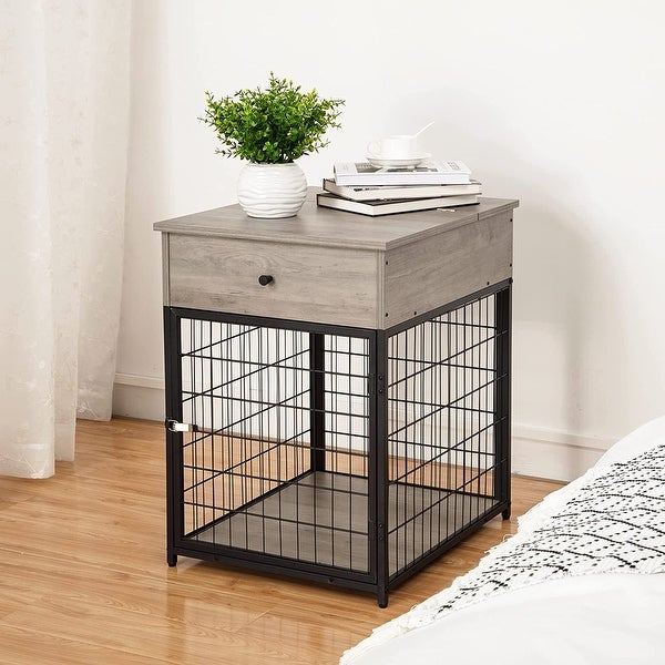 Furniture Dog Crates， Furniture Style Wood Dog Kennel End Table， Dog House Indoor Use， Chew-Proof