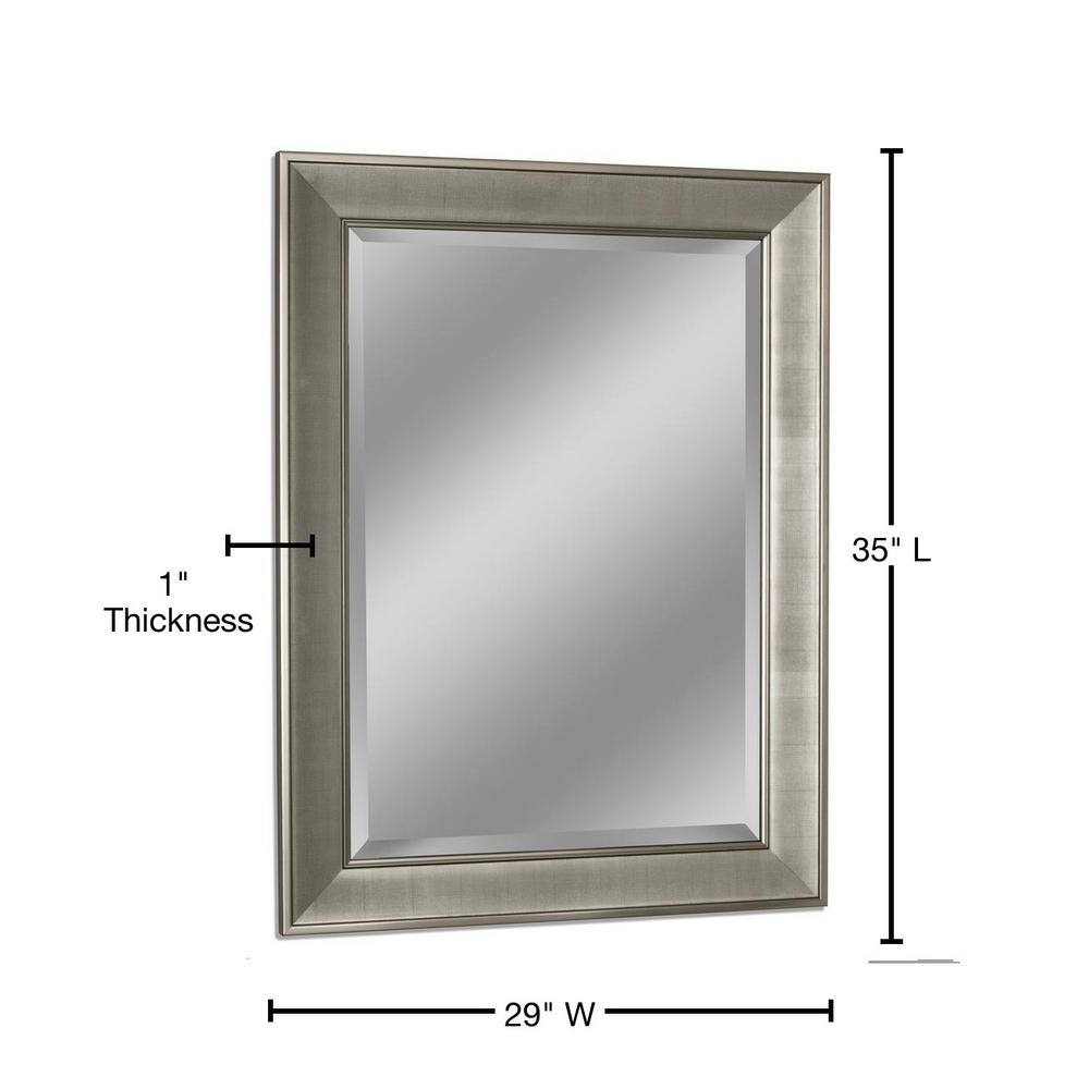 Deco Mirror 29 in. W x 35 in. H Framed Rectangular Bathroom Vanity Mirror in Brush nickel 8013