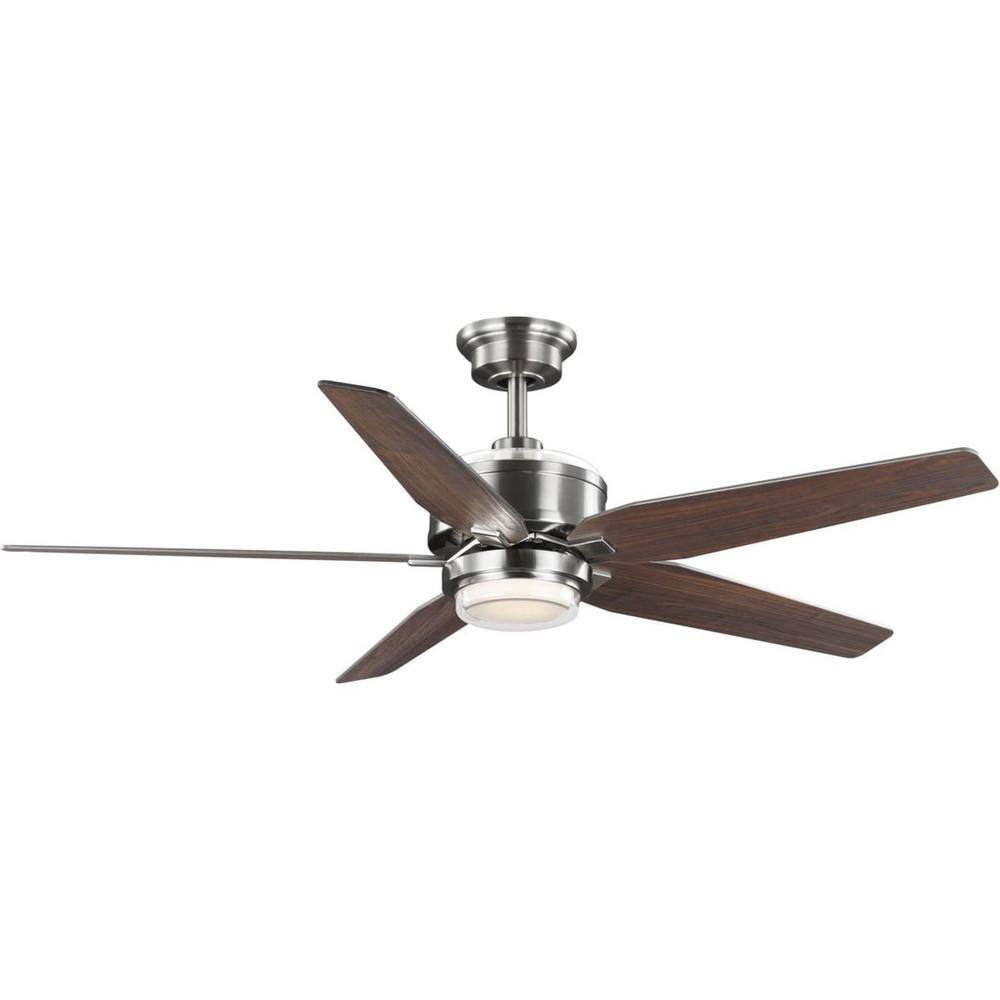 Progress Lighting Byars 54 in. Integrated LED Indoor Brushed Nickel Transitional Ceiling Fan with Light Kit and Remote Control P250061-009-30