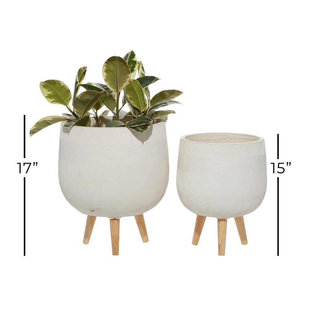 Ceramic Contemporary Planter (Set of 2)   12 x 12 x 15Round