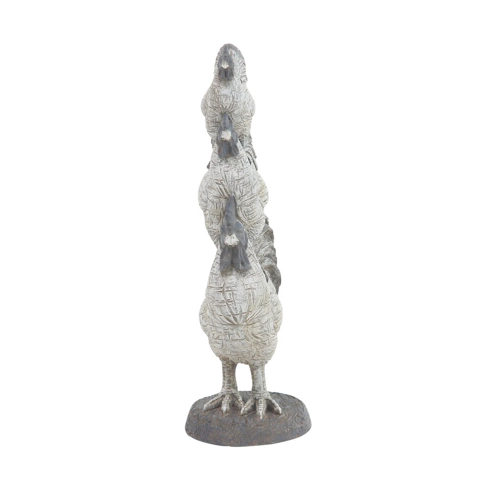 White Polystone Farmhouse Sculpture Rooster 17 x 9 x 6   9 x 6 x 17