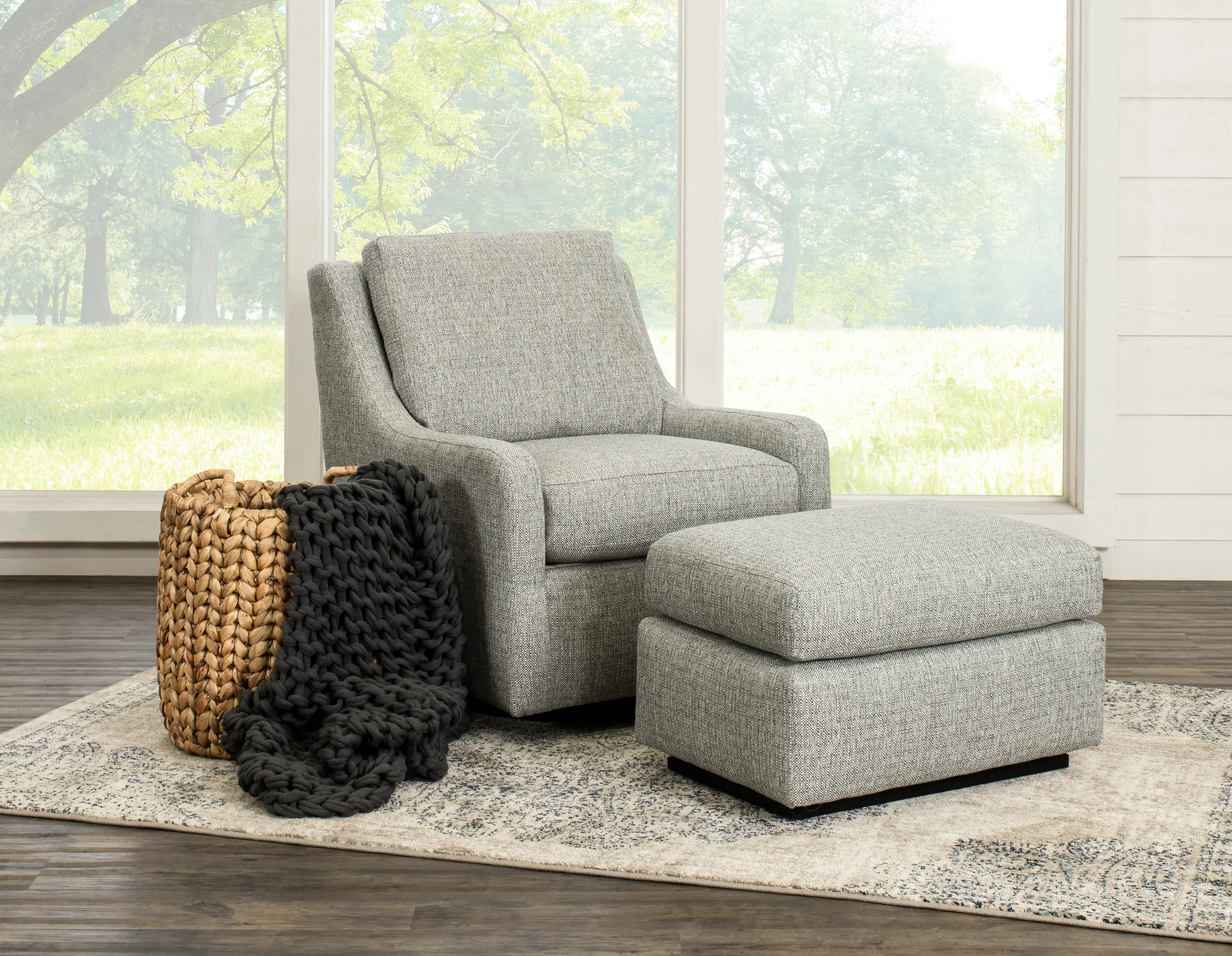 Sugar Shack Gray Swivel Glider Chair