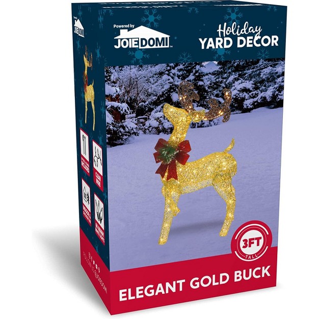 Joiedomi 3ft Gold Reindeer Buck Yard Light Christmas Outdoor Yard Garden Decorations