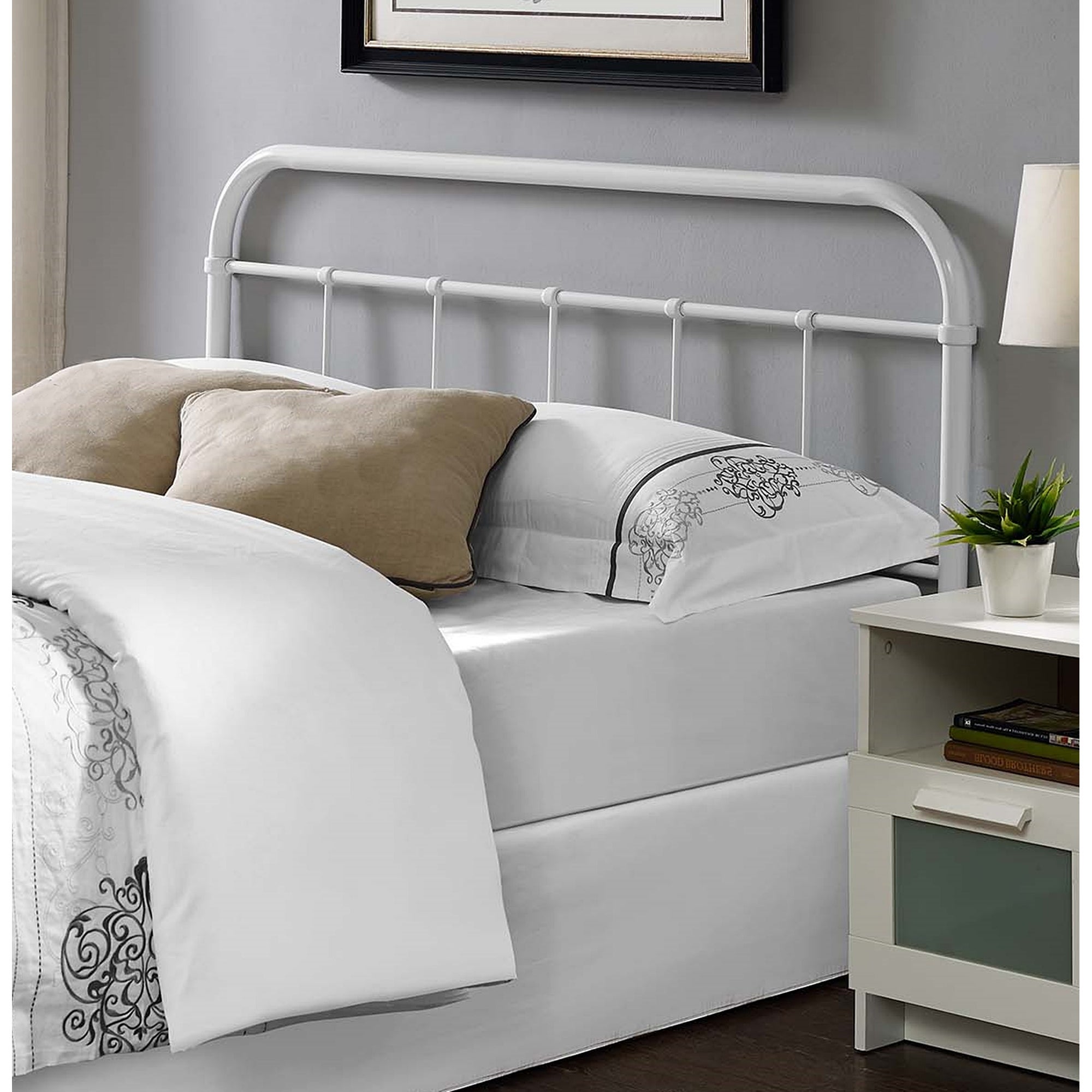 Lomita Classic King Size White Metal Headboard - - 33432752