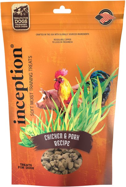 Inception Chicken and Pork Flavored Soft and Chewy Dog Treats， 4-oz bag