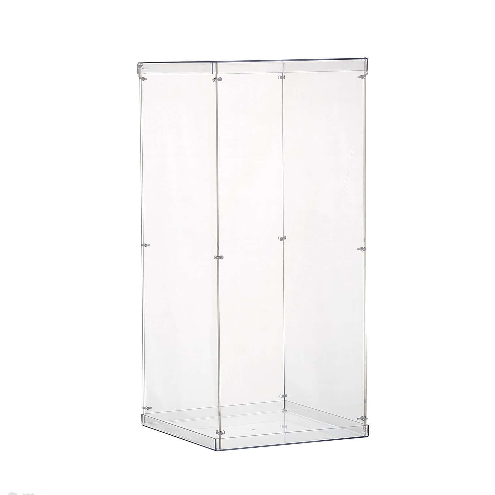 Clear Acrylic Pedestal Riser, Transparent Display Box with Interchangeable Lid and Base 24