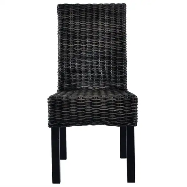 vidaXL Dining Chairs 4 pcs Black Kubu Rattan and Mango Wood (2x246656)