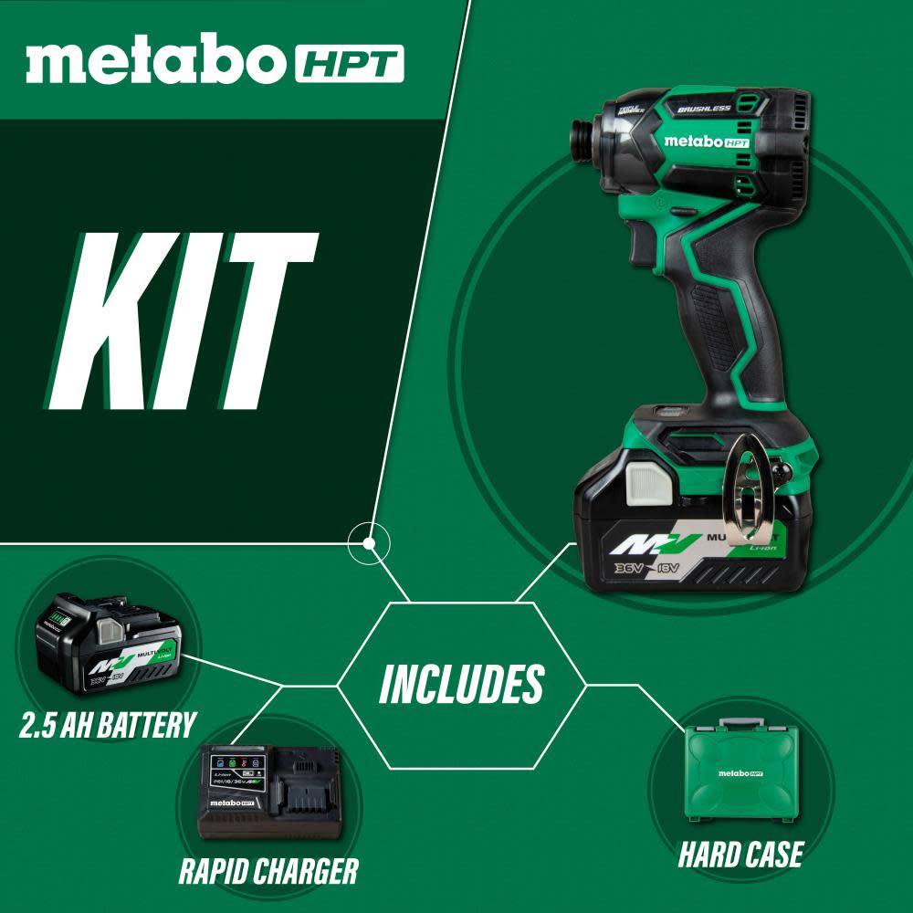 Metabo HPT 36V MultiVolt Triple Hammer BOLT Impact Driver Cordless Kit ;