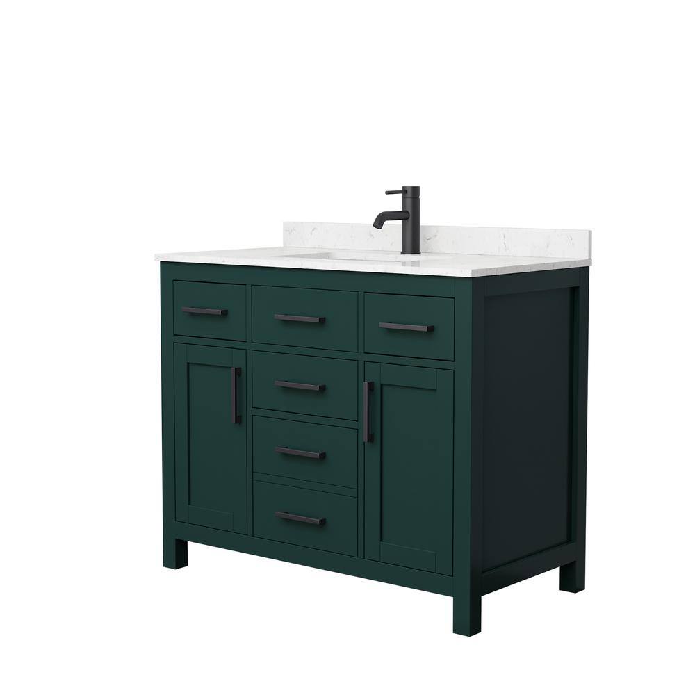 Wyndham Collection Beckett 42 in. W x 22 in. D x 35 in. H Single Sink Bathroom Vanity in Green with Carrara Cultured Marble Top WCG242442SGKCCUNSMXX