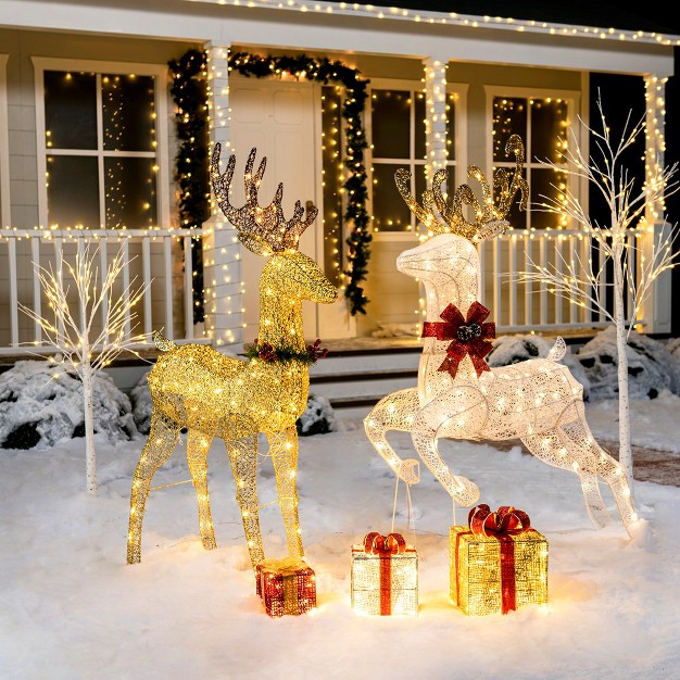 Joiedomi 5ft Jumping Reindeer Buck Yard Light Christmas Decoration Deer Yard Lights Decor For Yard Garden Lawn