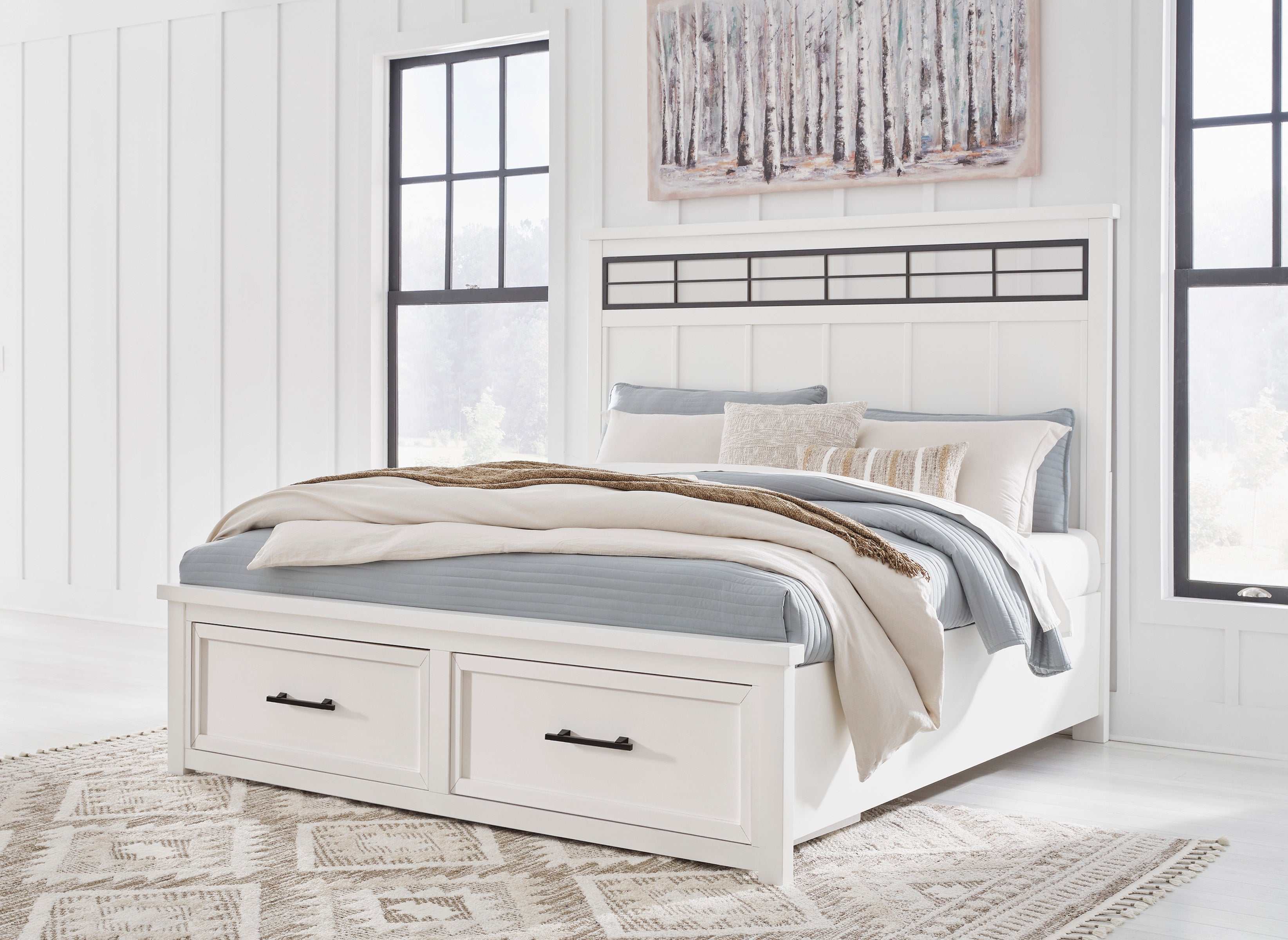 (Online Special Price) Ashbryn White/Natural Queen Panel Storage Bedroom Sets