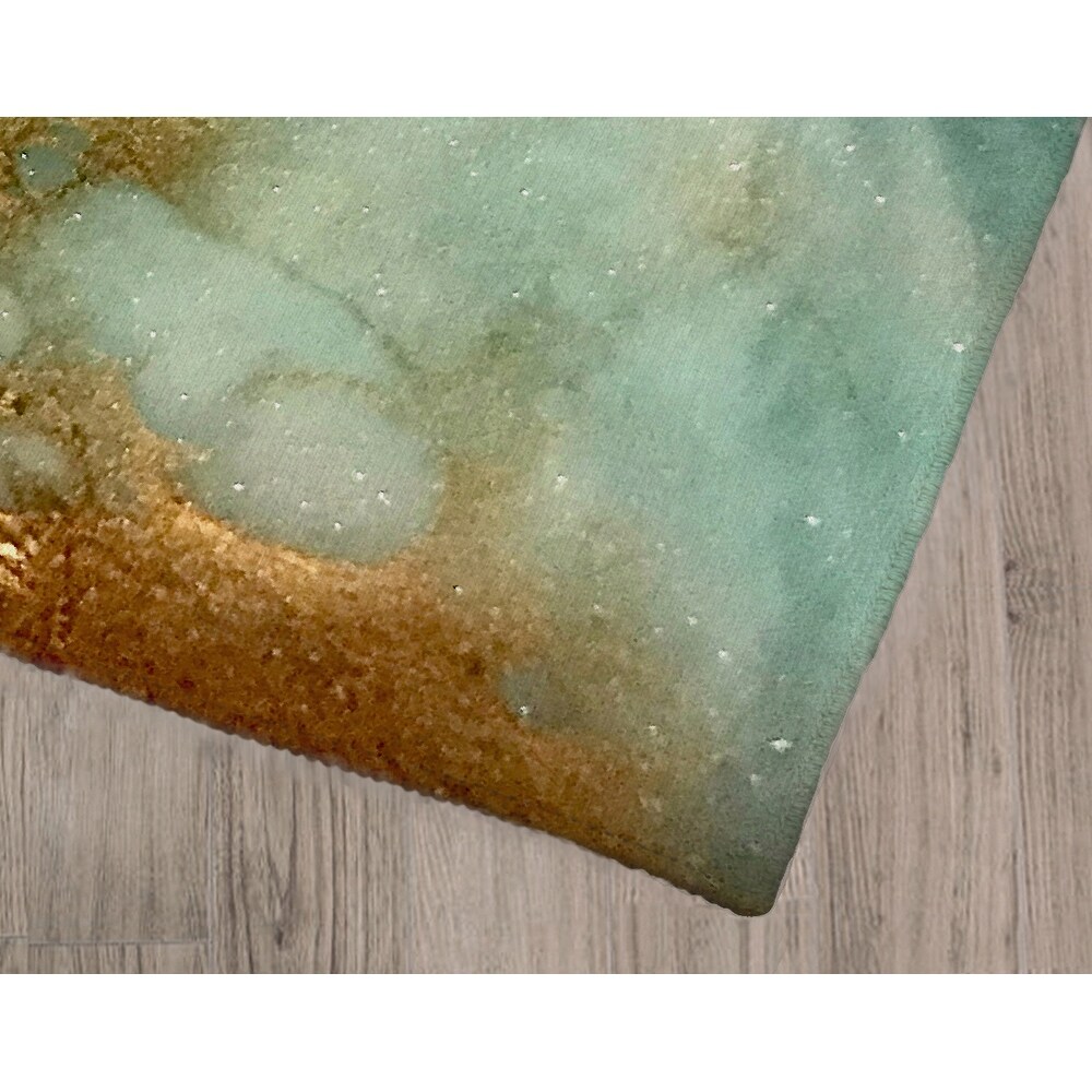 AQUA and GOLD HIRES Kitchen Mat by Kavka Designs