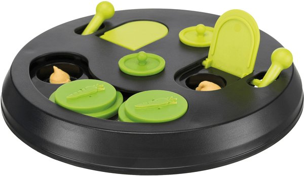 TRIXIE Strategy Flip Board Small Pet Snack Game Toy， Black and Green， Medium