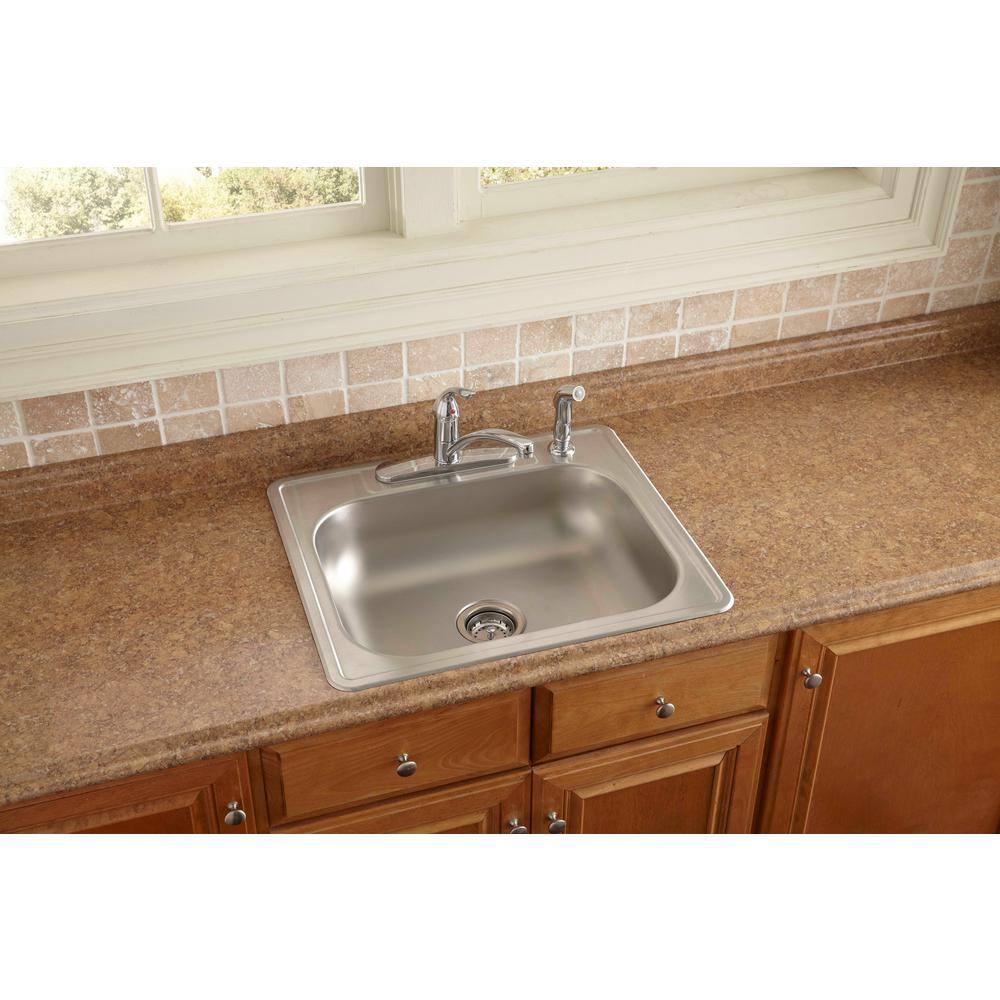 Glacier Bay 25 in. Drop-in Single Bowl 22 Gauge Stainless Steel Kitchen Sink HDSB252264