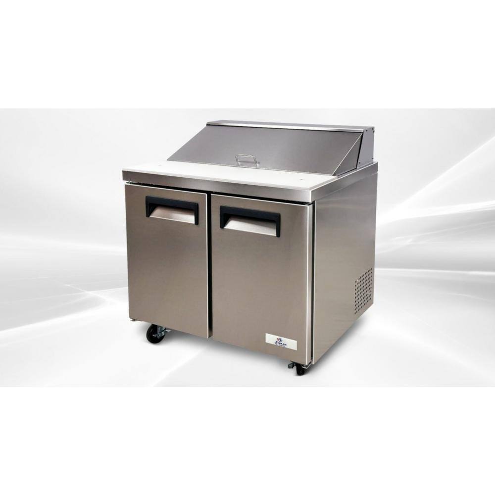 Cooler Depot 36 in. W 7.8 cu. ft. Commercial Mega Food Prep Table Refrigerator Cooler in Stainless Steel DXXXSP36