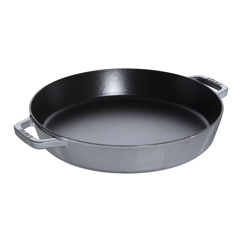 Staub 1313418 Cast Iron 13-inch Double Handle Fry Pan - Graphite Grey， Made in France