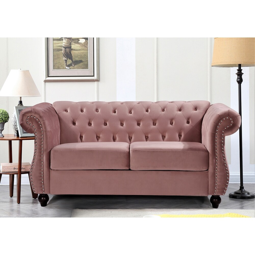 Kemos Velvet Chesterfield Loveseat