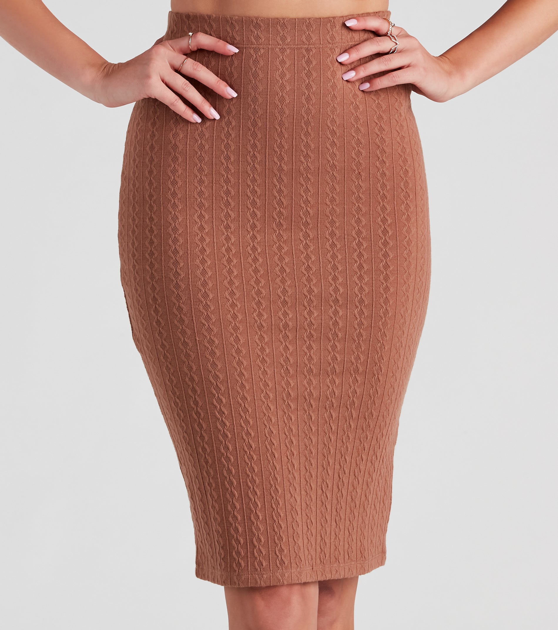 Cabin Cable Knit Midi Skirt