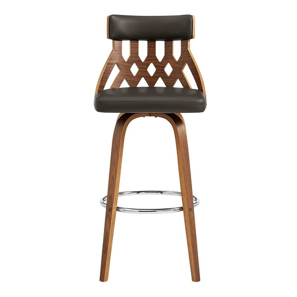 Crux Swivel Bar Stool in Faux Leather and Wood