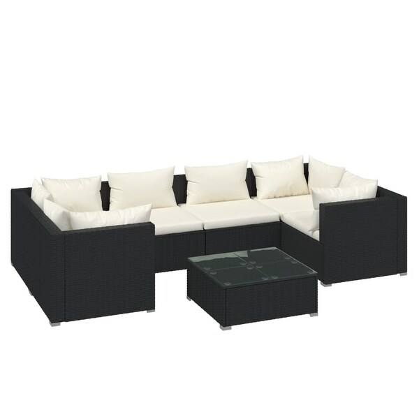 vidaXL Patio Lounge Set Outdoor Sectional Sofa Set Table Garden Poly Rattan