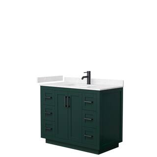 Wyndham Collection Miranda 42 in. W x 22 in. D x 33.75 in. H Single Bath Vanity in Green with Carrara Cultured Marble Top WCF292942SGKC2UNSMXX