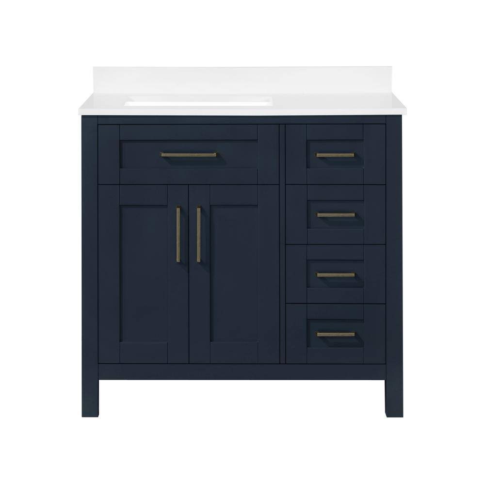 OVE Decors Tahoe 36 in. W Bath Vanity in Midnight Blue with Engineered Stone Vanity Top in White with White Basin 15VVA-TAHO36-04