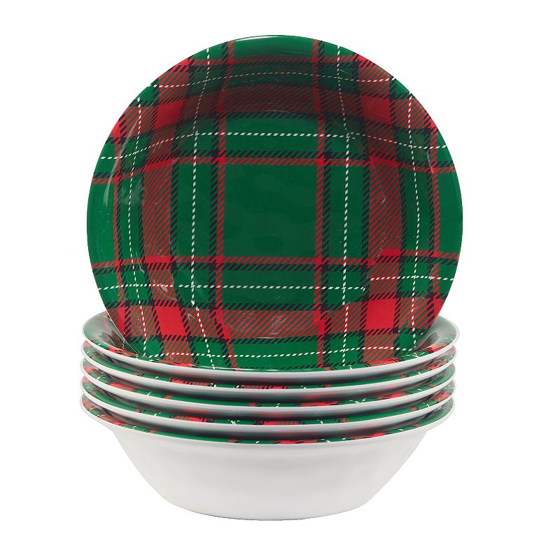 Certified International Set of 6 Christmas Plaid All Purpose Bowls