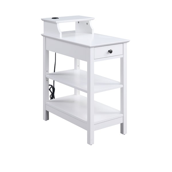 ACME Slayer Side Table with USB Charging Dock in White