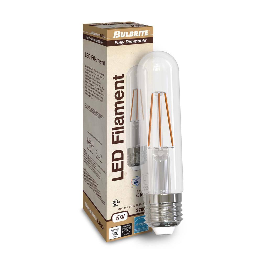 Bulbrite 40-Watt Equivalent T9 Clear Dimmable Edison LED Light Bulb Warm White (2-Pack) 861575