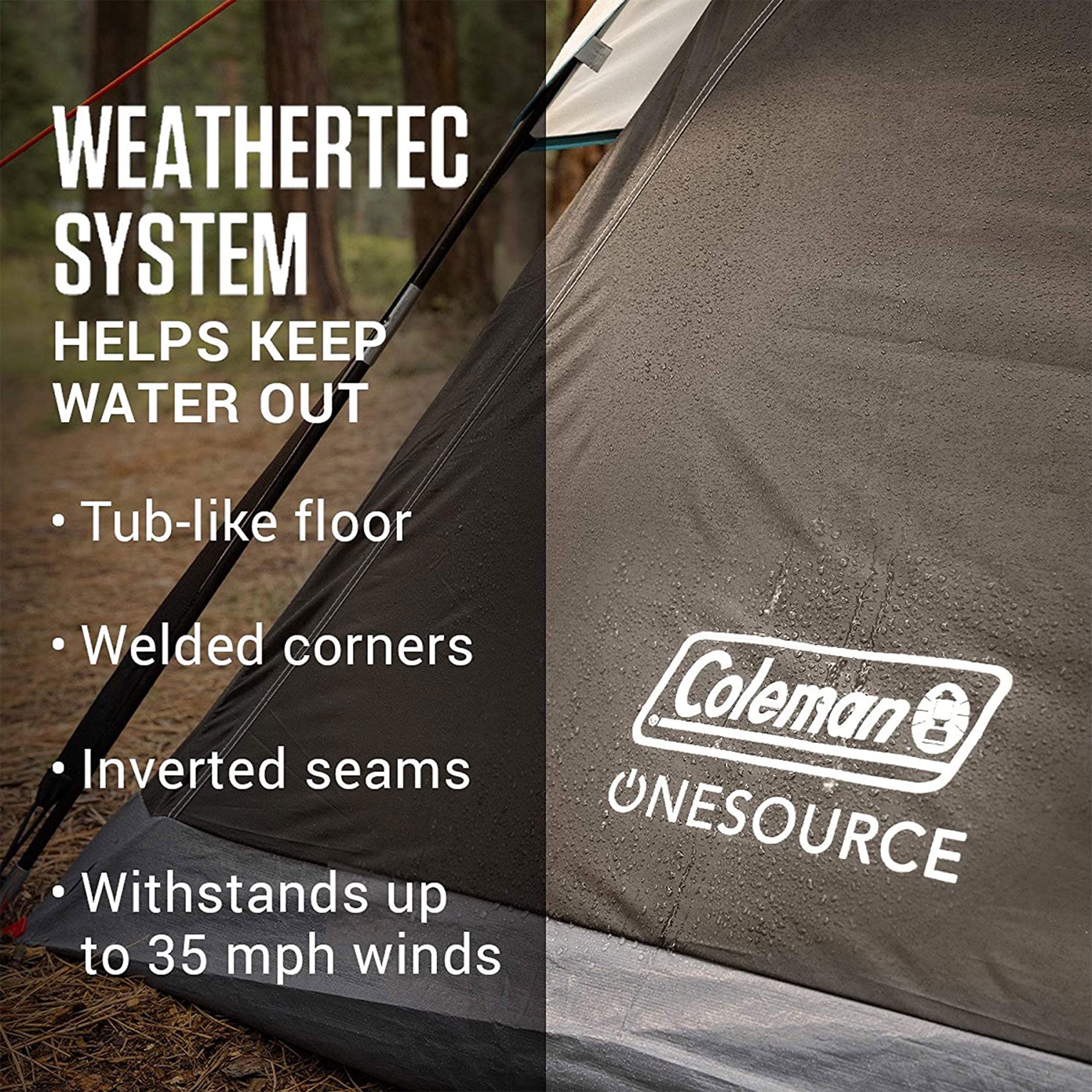 Coleman OneSource 6 Person Camping Dome Tent with Airflow and LED Lighting