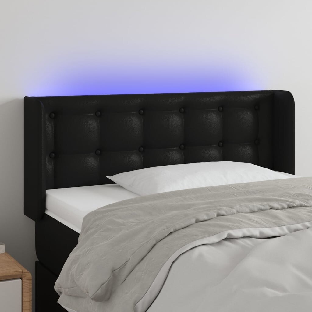 vidaXL LED Headboard Bed Headboard Bedroom Upholstered Headboard Faux Leather - - 37963309