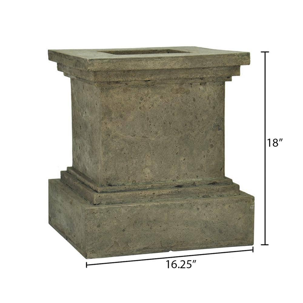 MPG 16-1/2 in. Square Cast Stone Fiberglass Pedestal Planter in Aged Granite Finish PF5430AG