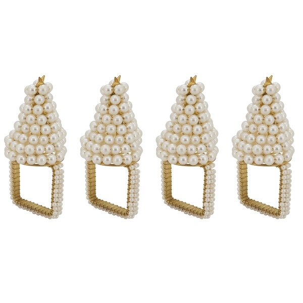 Pearl Napkin Rings With Christmas Tree Design (Set of 4)