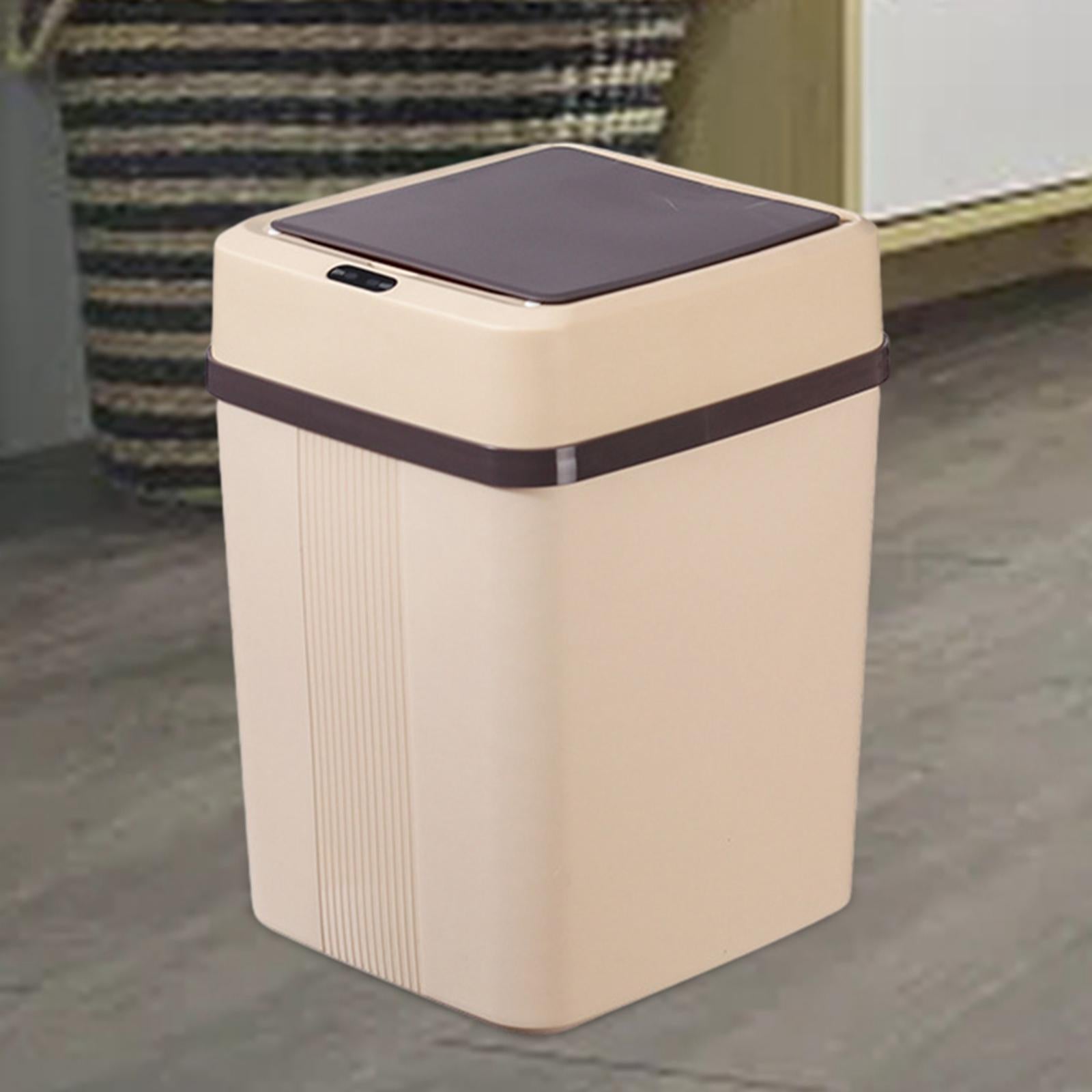 Automatic Trash Can Waterproof Battery Operated Touchless Trash Bin Waste Basket for Bedroom Toilet Bathroom Office - Khaki